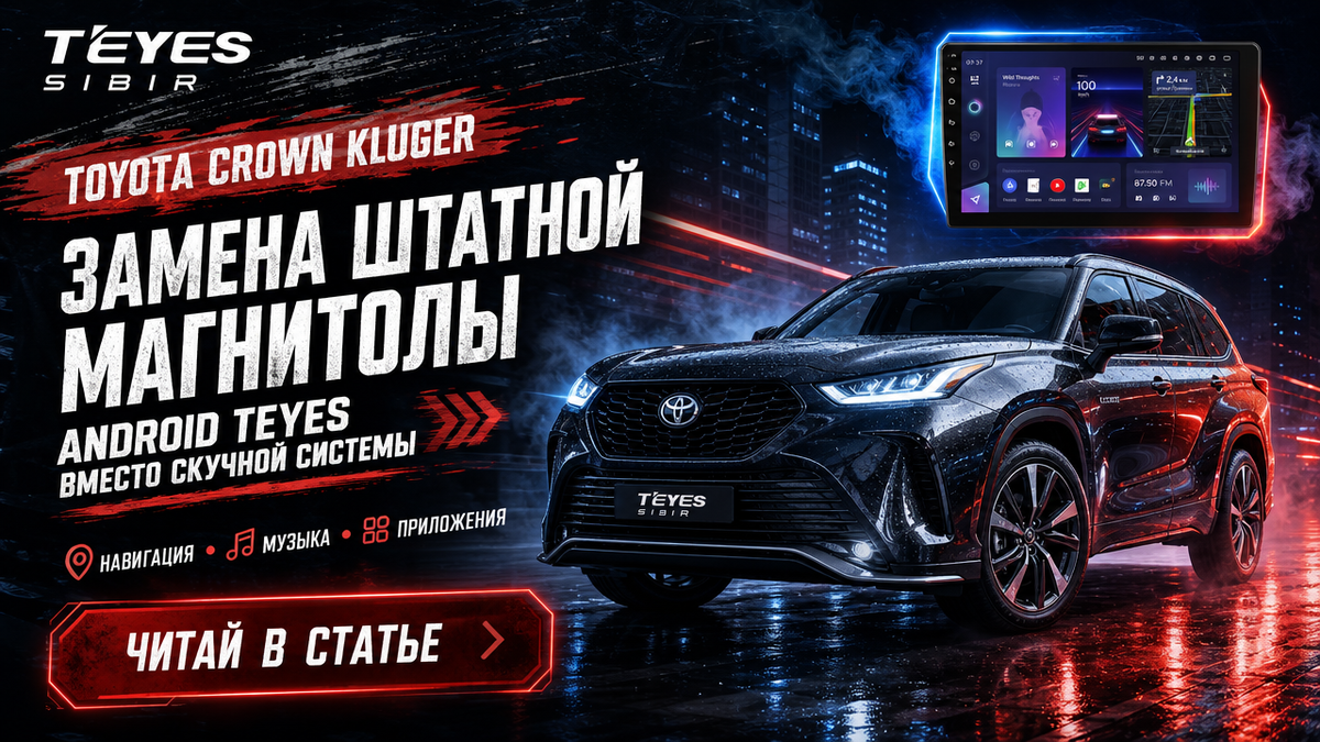 Замена штатной магнитолы для Toyota Crown Kluger: Android, навигация и что сохранить