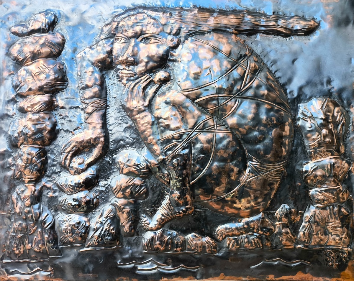Чеканка. Панно. "Байкальский дзен". Медь. 75 х 60 Иркутск 2026 г.