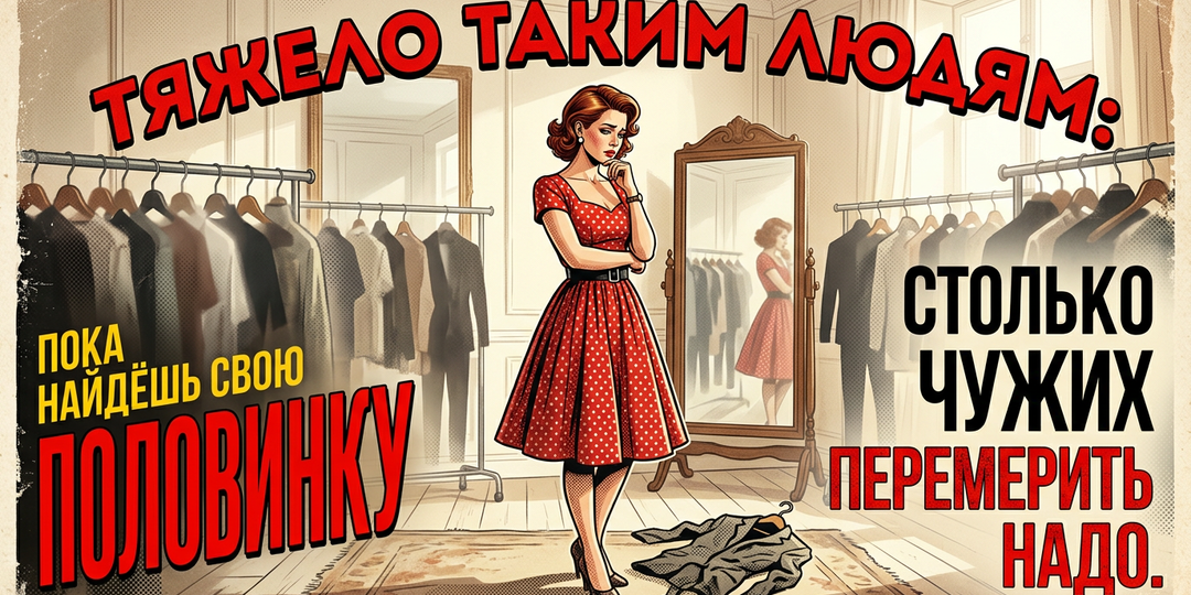 Тяжело таким людям: пока найдёшь свою половинку, столько чужих перемерить надо
