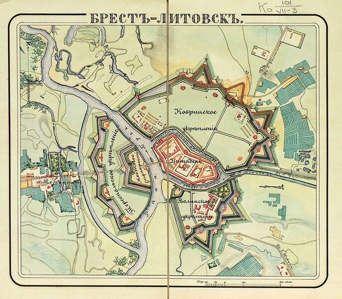 Схема Брестской крепости в ХIХ веке. Открытые источники интернет.