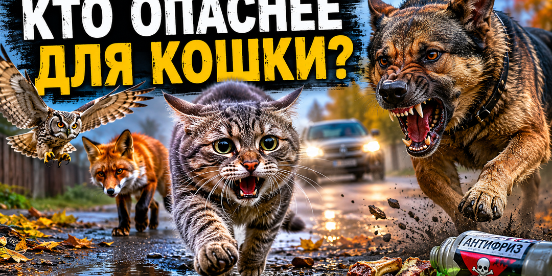 Главные угрозы для кошки: от собак до машин