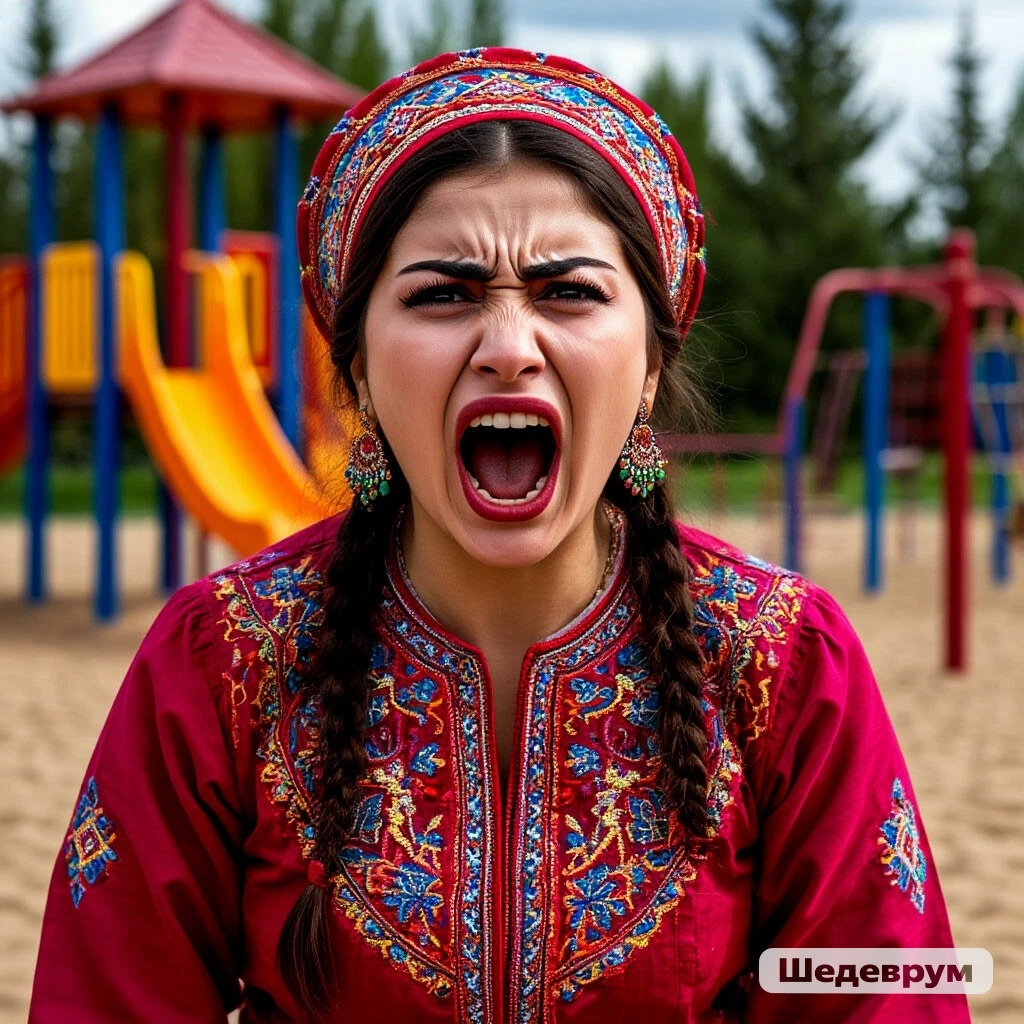 Россия: мигрантка из Таджикистана. Фото из нейросети "Шедеврум"