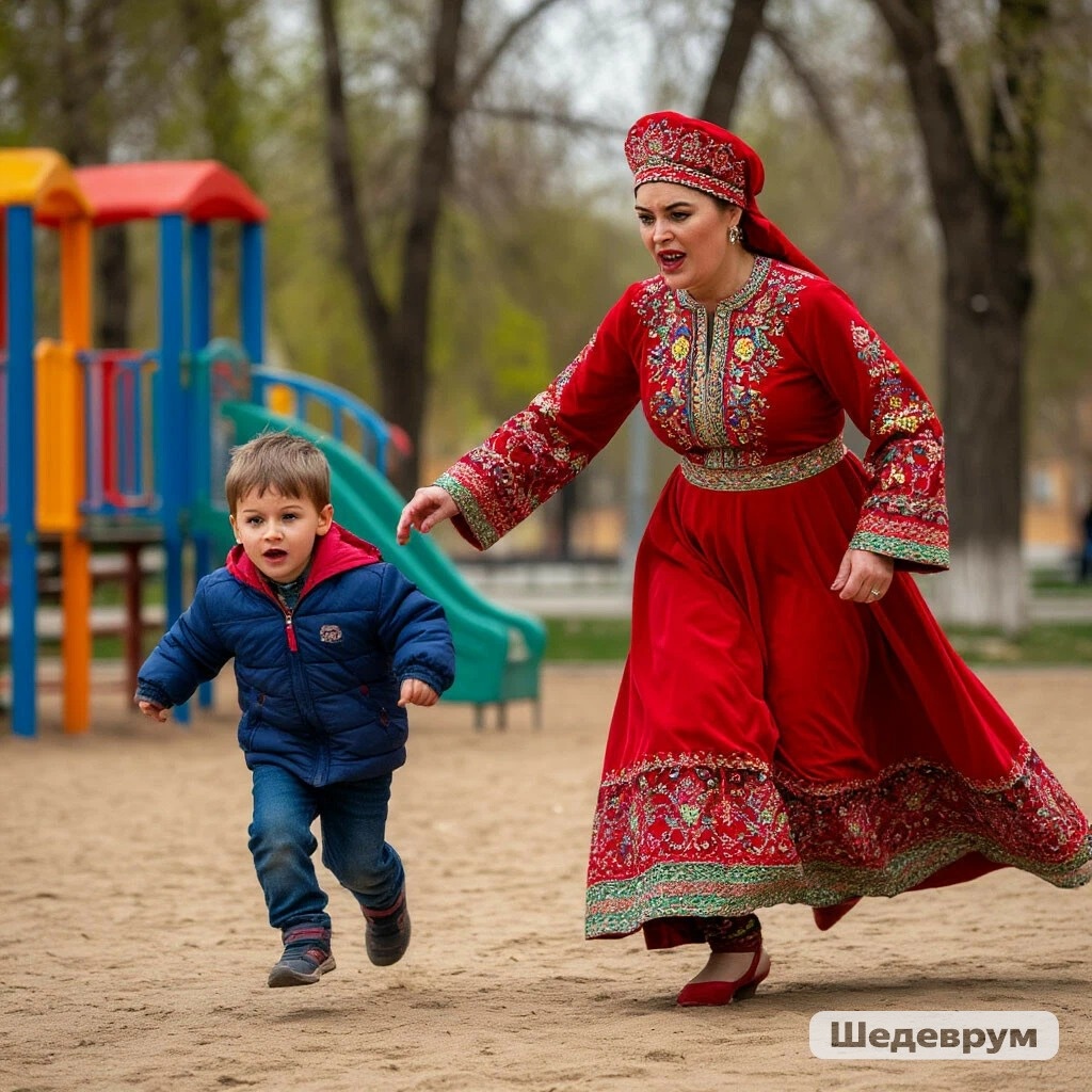 Россия: мигрантка из Таджикистана. Фото из нейросети "Шедеврум"