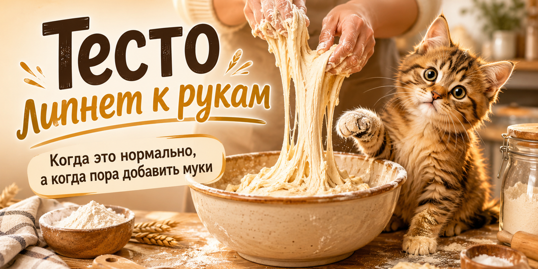 Тесто липнет к рукам: когда это нормально, а когда пора добавить муки