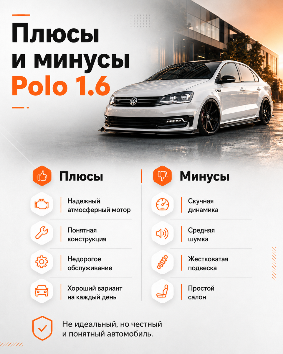 Volkswagen Polo 1.6 уже давно не новая машина, но на вторичке его всё равно активно смотрят. Разбираемся, почему его берут, кому он подходит и чего от него ждать после покупки.