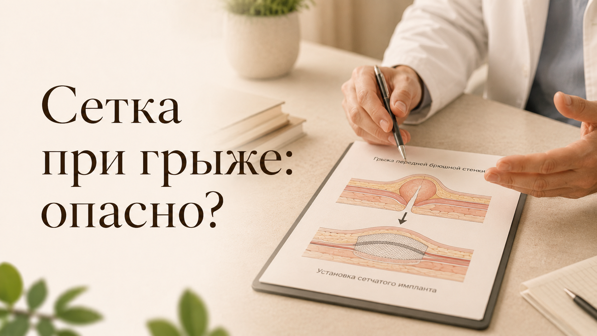 Большинство сеток сделаны из полипропилена: тот же класс материала, что в обычных хирургических нитях и даже в бутылочных крышках и пищевой упаковке. Биологически инертен и используется в хирургии с конца 1950-х — это не новая «химия», а проверенные десятилетиями материалы.