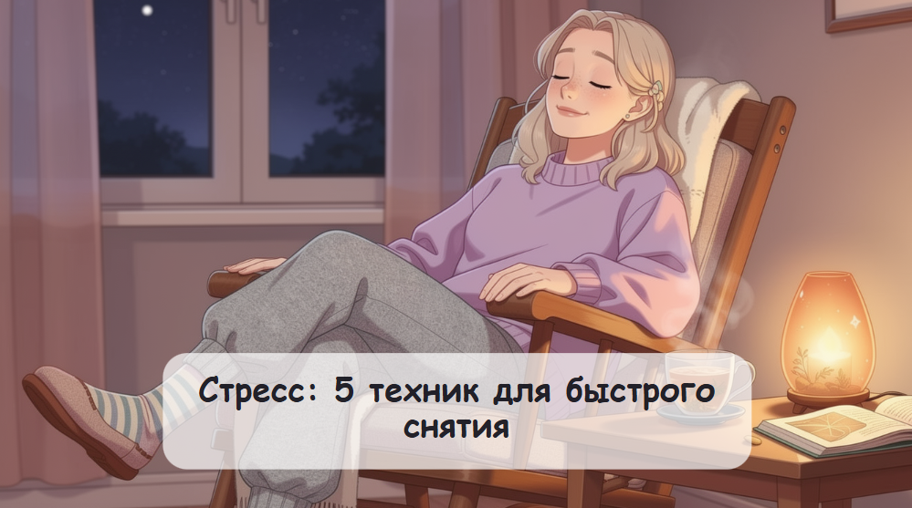 Обложка статьи "Стресс: 5 техник для быстрого снятия". Авторское изображение