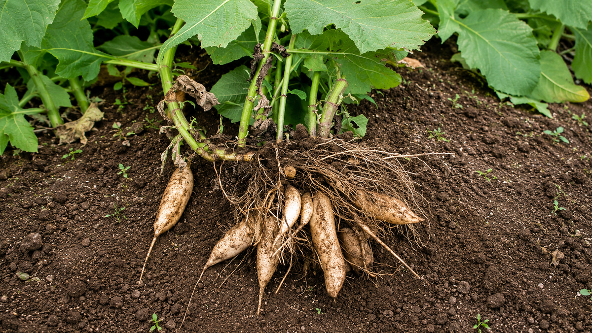 Якон (лат. Smallanthus sonchifolius) — вид многолетних травянистых растений из рода Smallanthus семейства Астровые. Происходит из Анд. Якон выращивают ради сладких хрустящих корней. Его структура и аромат — нечто среднее между яблоком и арбузом. Растение является близким родственником подсолнечника и топинамбура. Корень якона — низкокалорийная пища, поскольку сладкий вкус придаёт ему трудноусваиваемый углевод инулин.