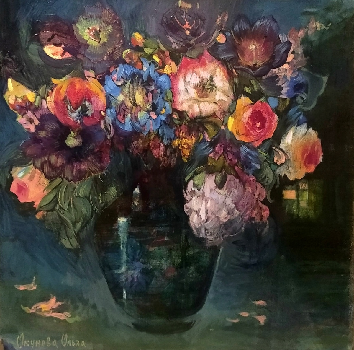 © Ольга Окунева. Сияющие в ночи. Холст, масло. 50 х 50см. 2026.