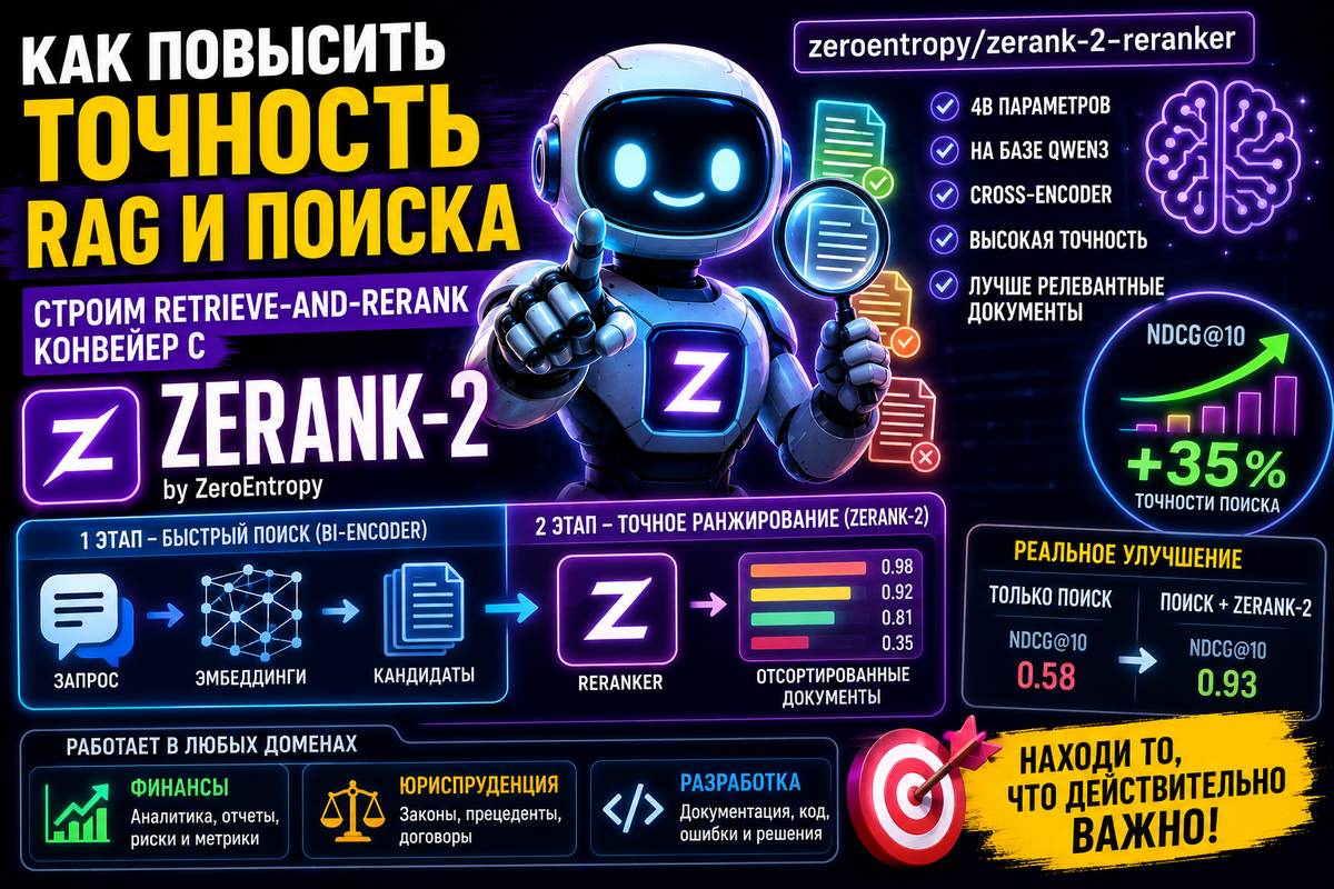 Как повысить точность RAG и поиска: строим Retrieve-and-Rerank конвейер с ZeroEntropy Zerank-2 