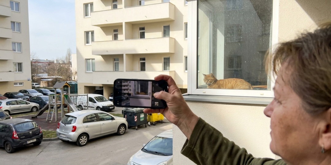 Соседи потребовали убрать кота с окна: он на них смотрит
