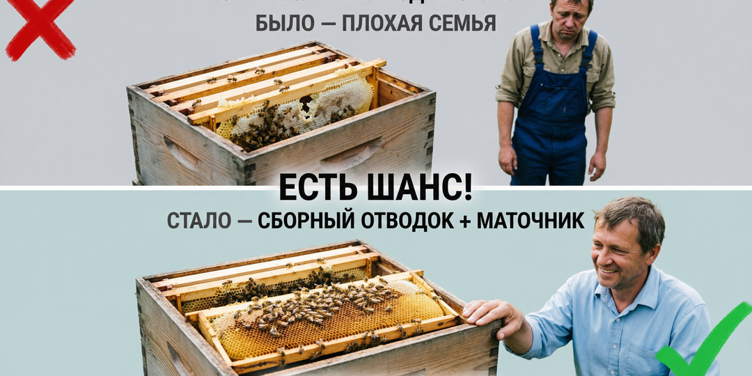 Сборный отводок + хороший маточник: спасёт ли это плохую семью? Отвечает профессор Кашковский 🐝🏗️