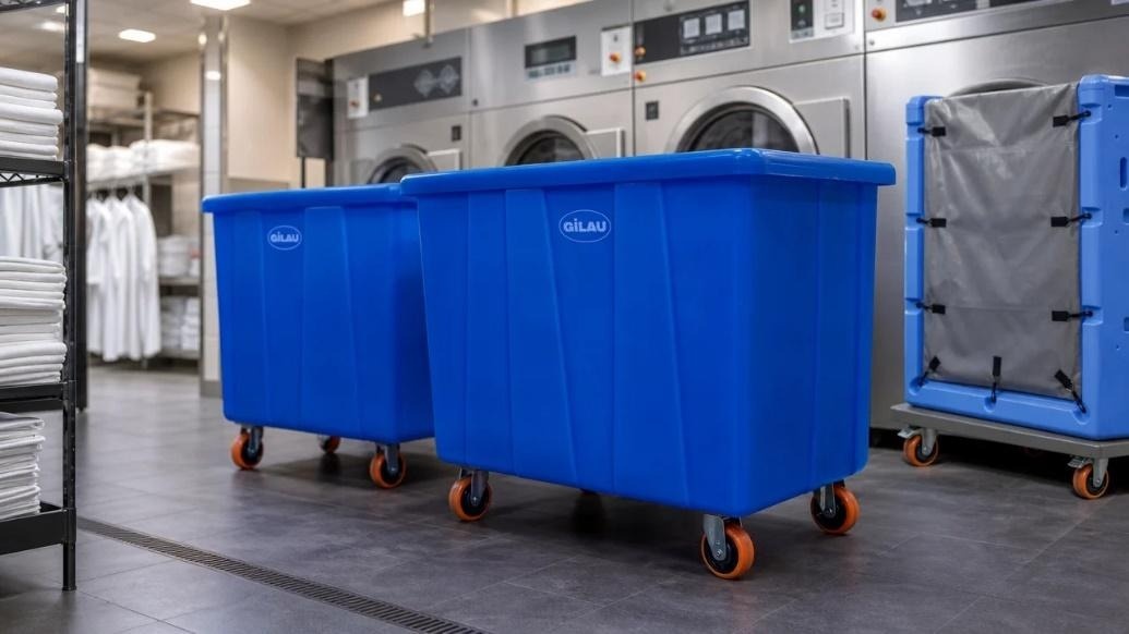 Тележка для сбора и хранения белья GILAU в прачечной