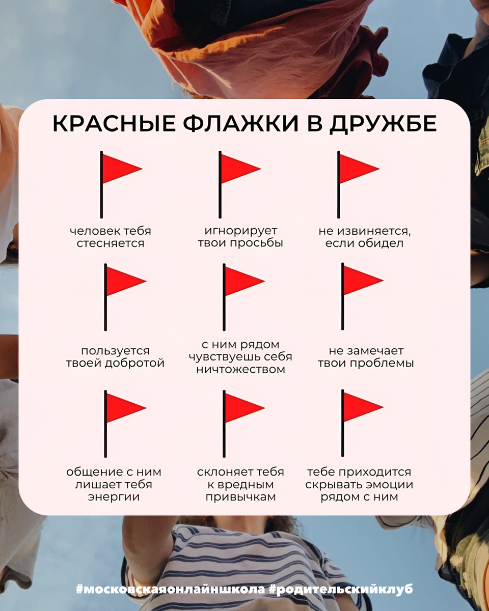 Красные флажки в дружбе для обсуждения с подростком