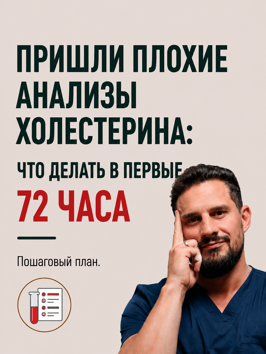 Плохие анализы ХОЛЕСТЕРИНА: что делать в первый 72 часа?