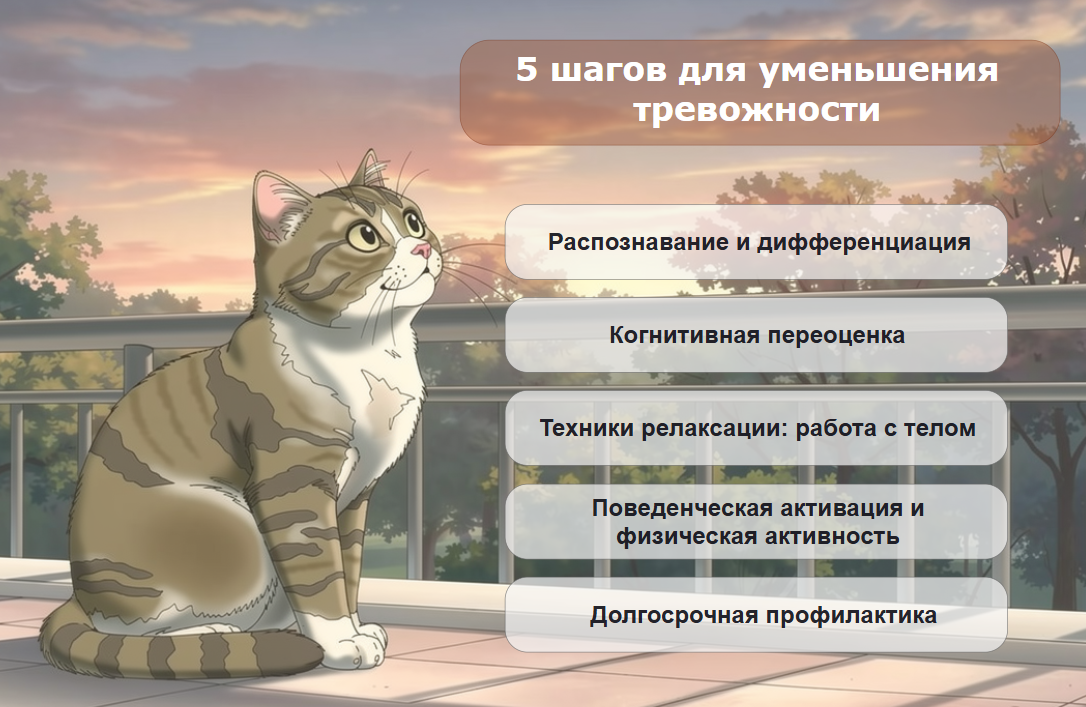 Пять шагов для уменьшения тревожности. Авторское изображение
