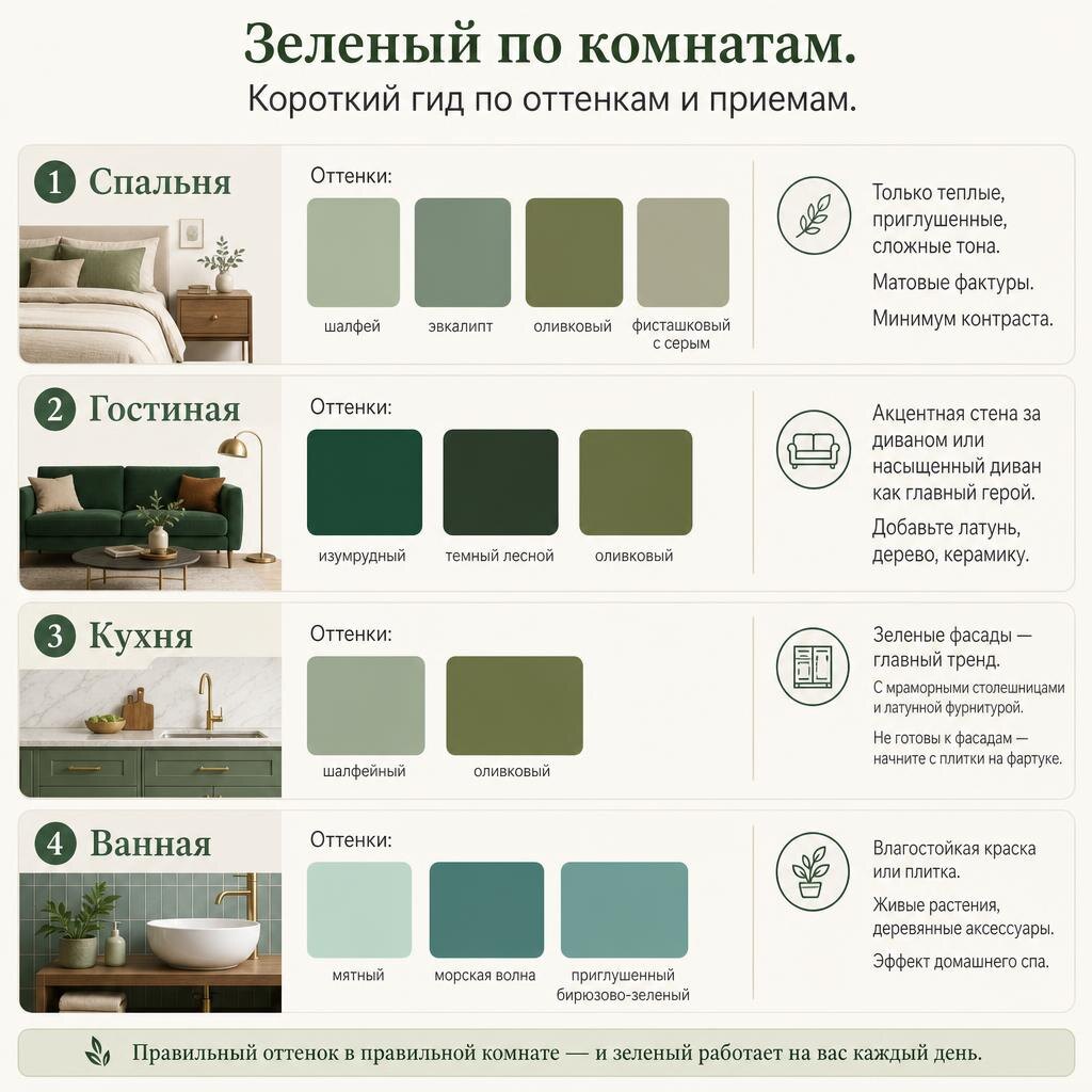 Зеленый в интерьере ванной комнаты