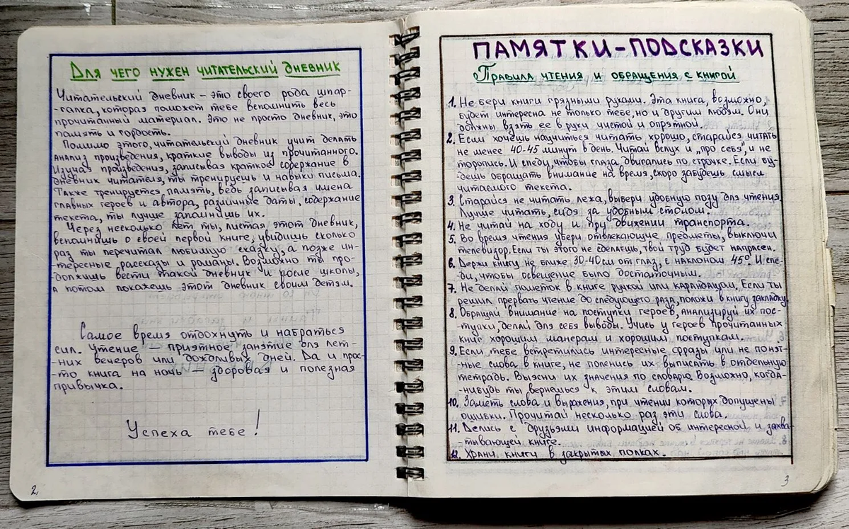 Примеры страниц из первого читательского дневника Сережи