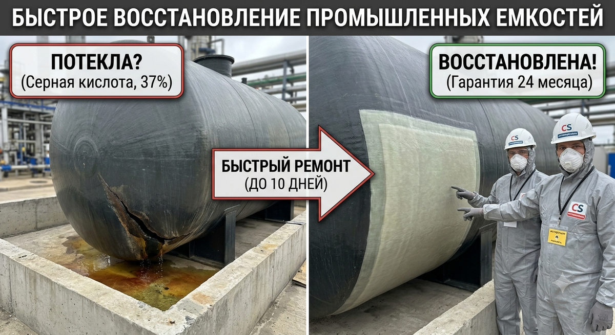 Восстановление промышленных емкостей из стеклопластика