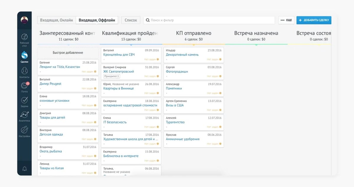    crm amocrm pipeline интерфейс