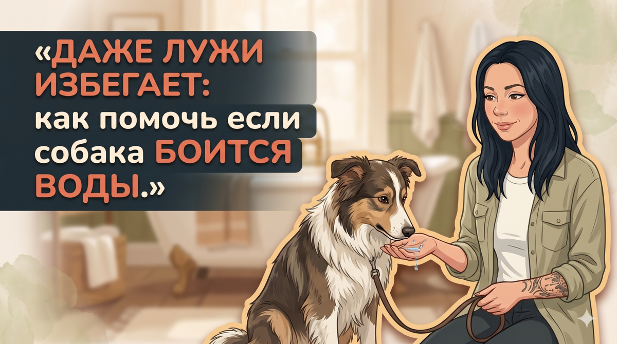    Обложка о том, как мягко помочь собаке преодолеть страх воды. Анна Марковская