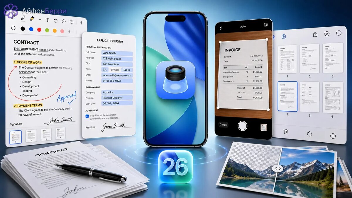 Приложение Просмотр в iOS 26 объединяет редактор PDF, сканер документов и конвертер файлов на
iPhone.