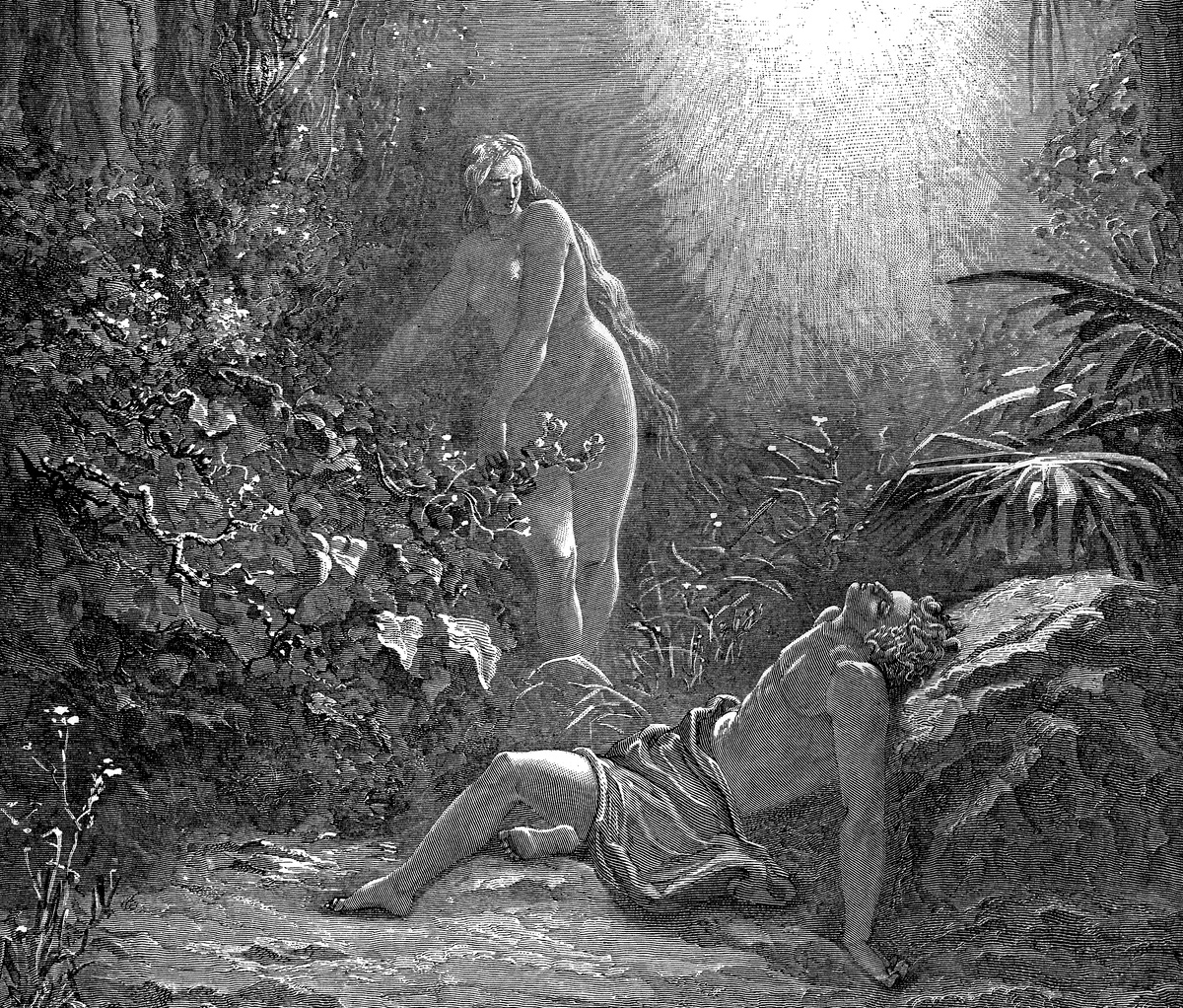 Гюстав Доре — «Сотворение Евы» (1865, серия гравюр к Библии)