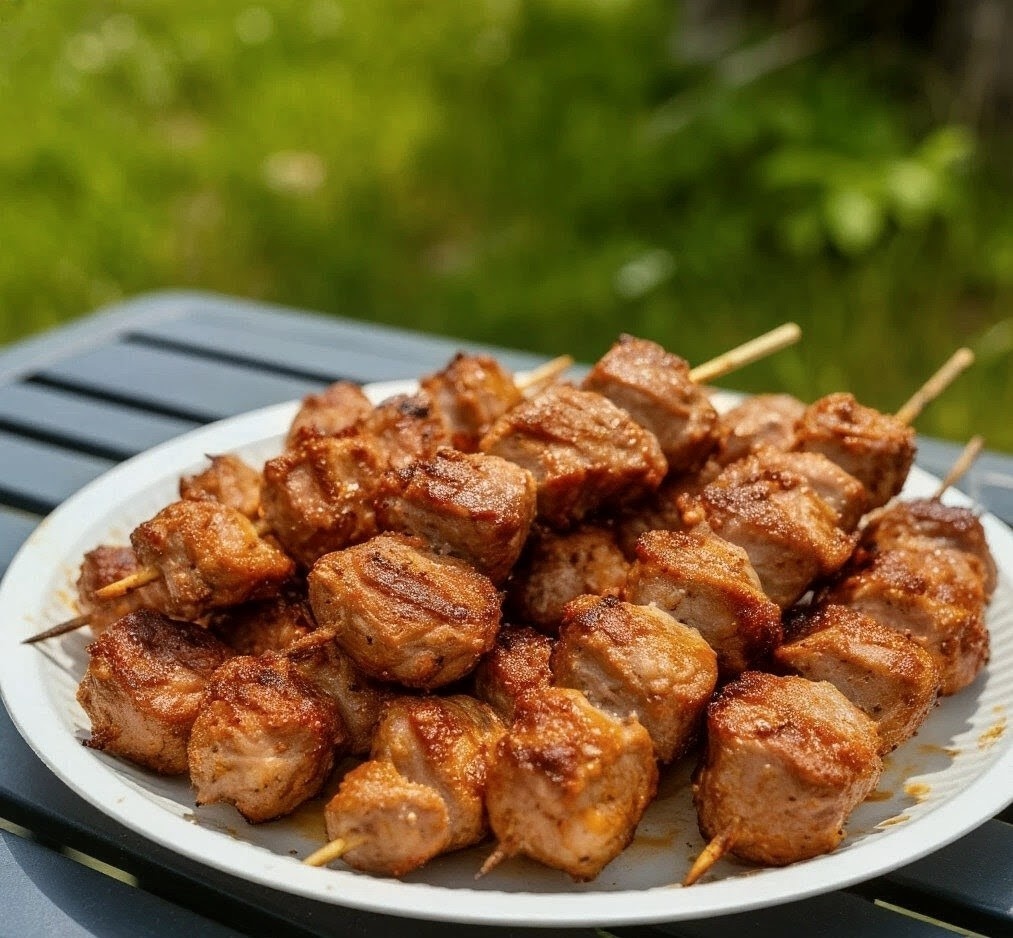 Аромат от мяса на весь двор.