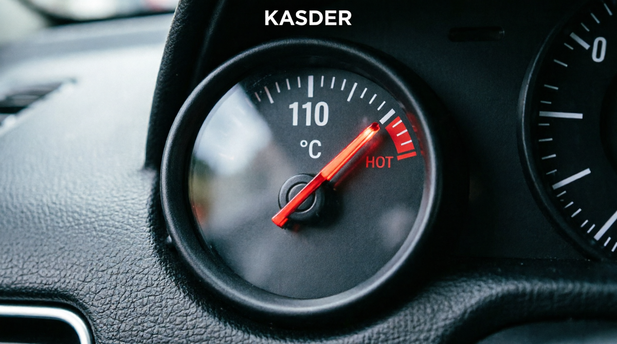 "110°C и выше — критическая зона. Если стрелка здесь, немедленно останавливайтесь!"