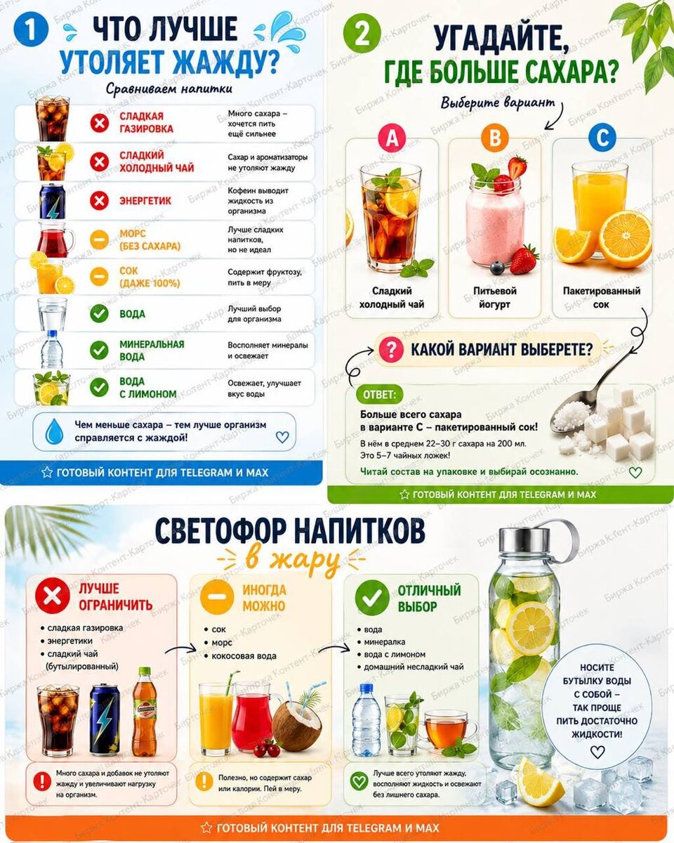НАБОР КАРТОЧЕК «ЧТО ПИТЬ В ЖАРУ»