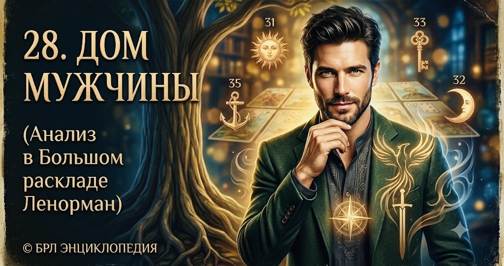28 дом Мужчины. Анализ мыслей партнера, характера кверента, мужской энергетики и скрытых намерений в Большом раскладе Ленорман.