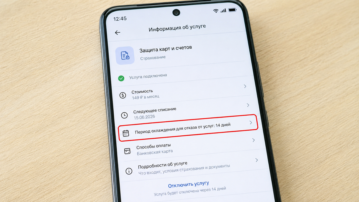 На отказ от любой навязанной страховки или дополнительной услуги закон дает заёмщику ровно 14 дней периода охлаждения с возвратом денег.