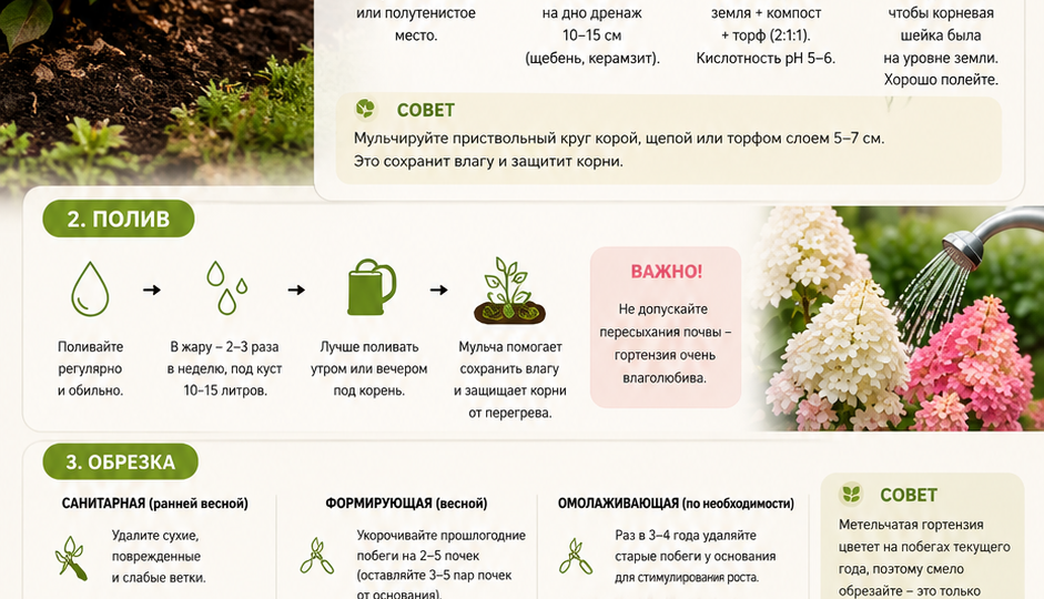 Уход за метельчатой гортензией