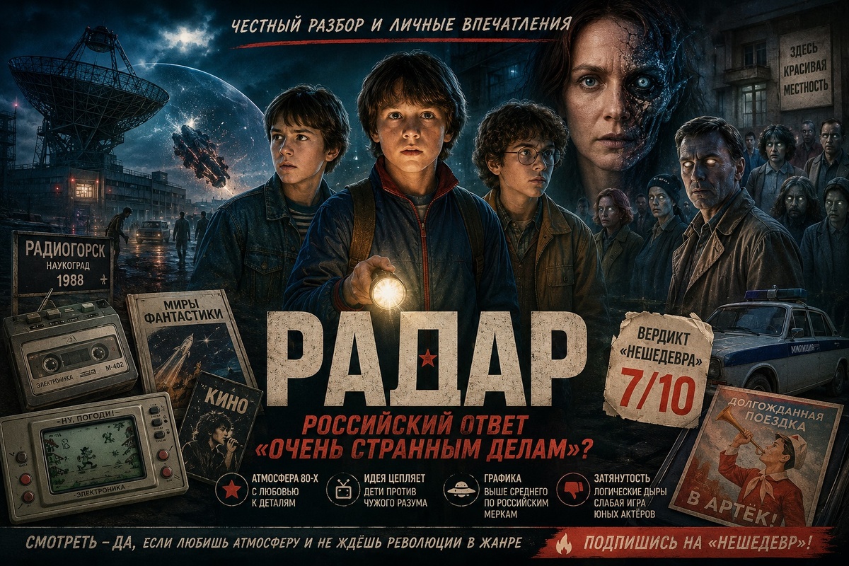Обзор сериала «Радар» (2026): российская фантастика в духе «Очень странных дел» или самостоятельный хит? Разбираем сюжет, актёров, атмосферу СССР 1988 года и впечатления от просмотра на Okko.