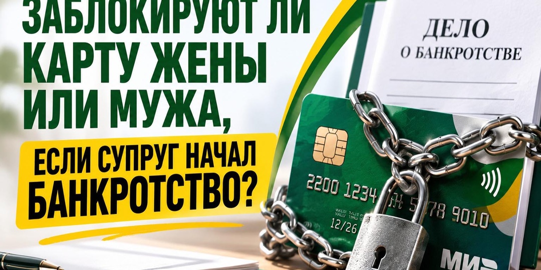 Заблокируют ли карту жены или мужа, если супруг начал банкротство?