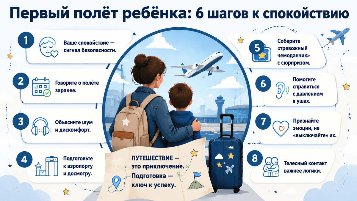 Первый полёт ребёнка: 6 шагов к спокойствию  📷
