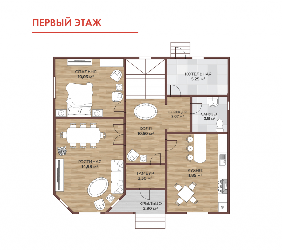 Планировка 1-го этажа каркасного дома Фаворит