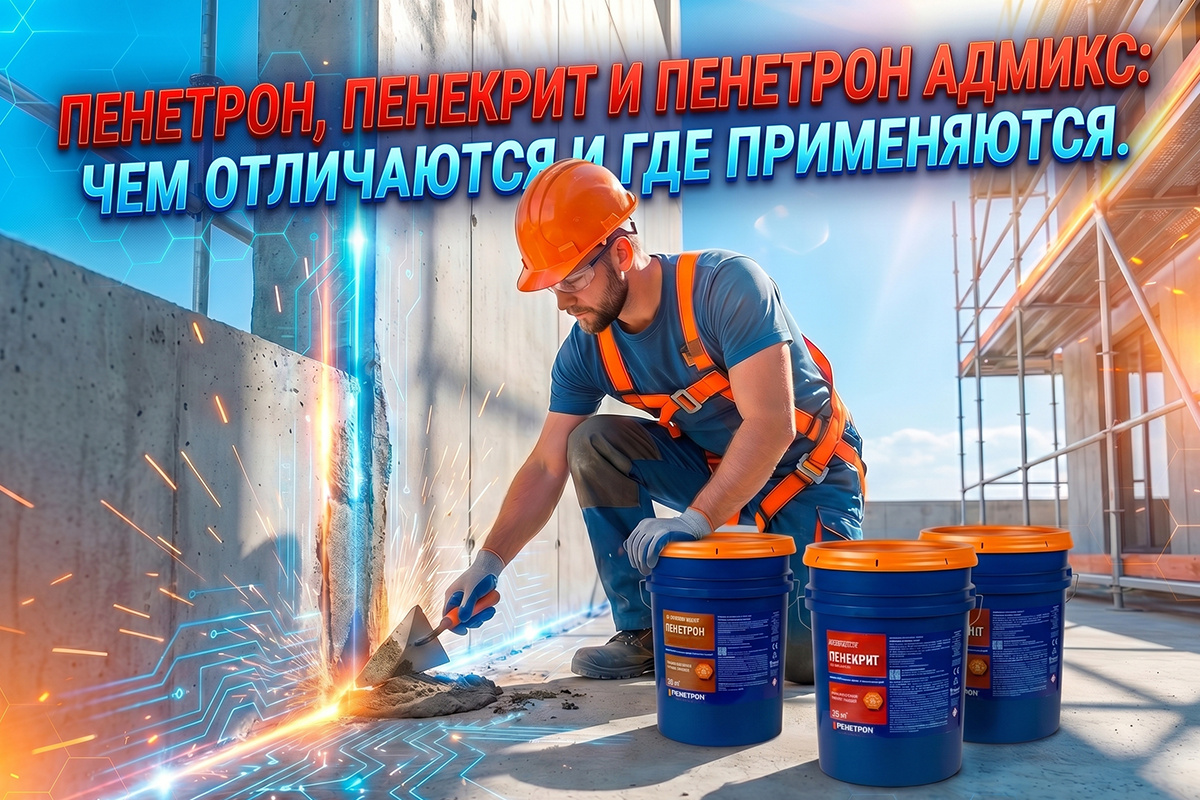 «Пенетрон», «Пенекрит» и «Пенетрон Адмикс» относятся к одной системе гидроизоляции, но применяются для разных задач: поверхности бетона, швов и трещин, либо новой бетонной смеси.