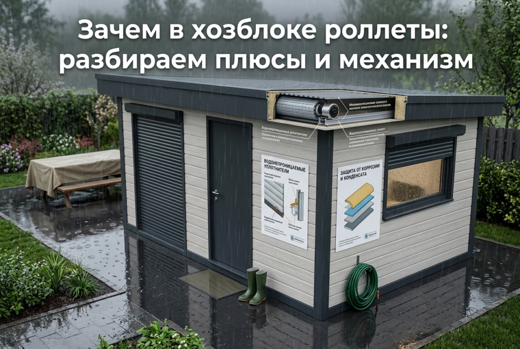    Пример установленных роллетных ворот для хозблока hozblock