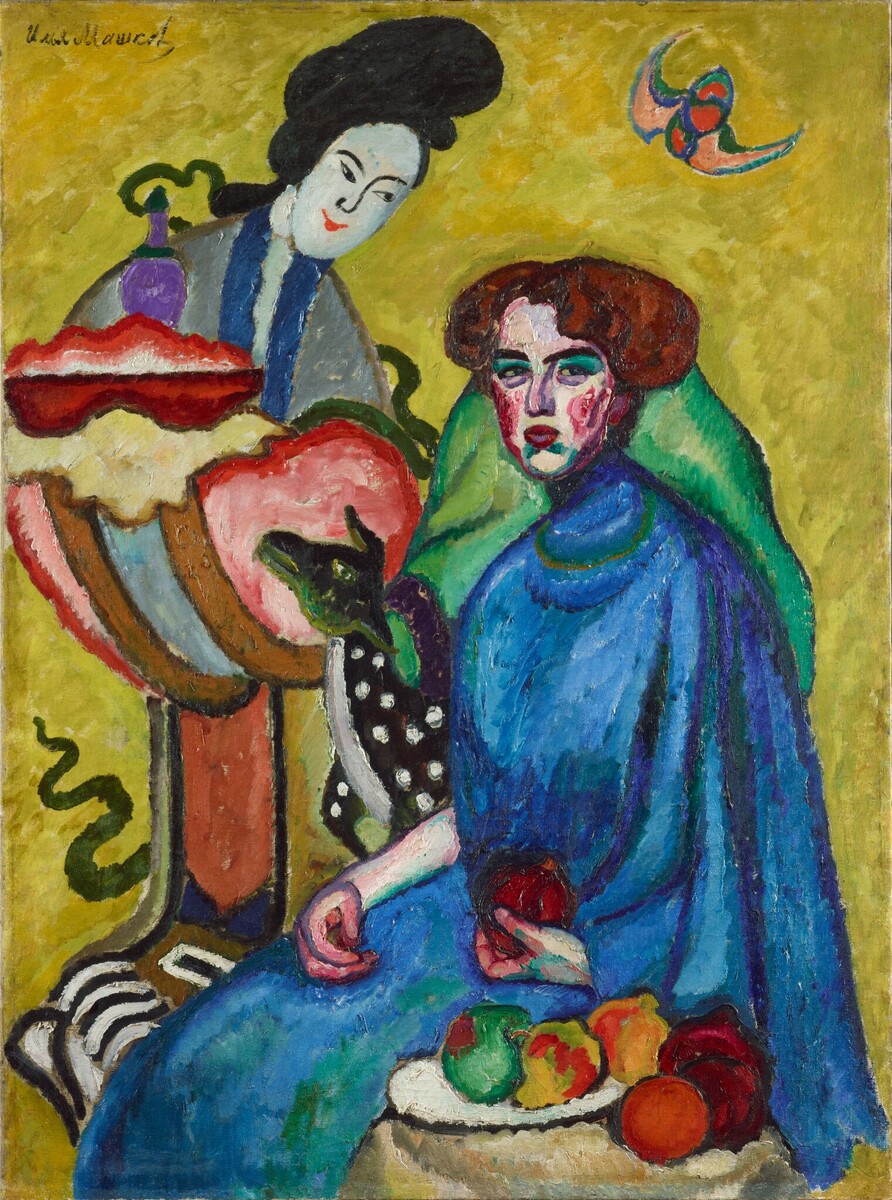 Илья Машков. Дама с китаянкой. Портрет Е.И. Киркальди. 1910. Холст, масло.
Государственная Третьяковская галерея
