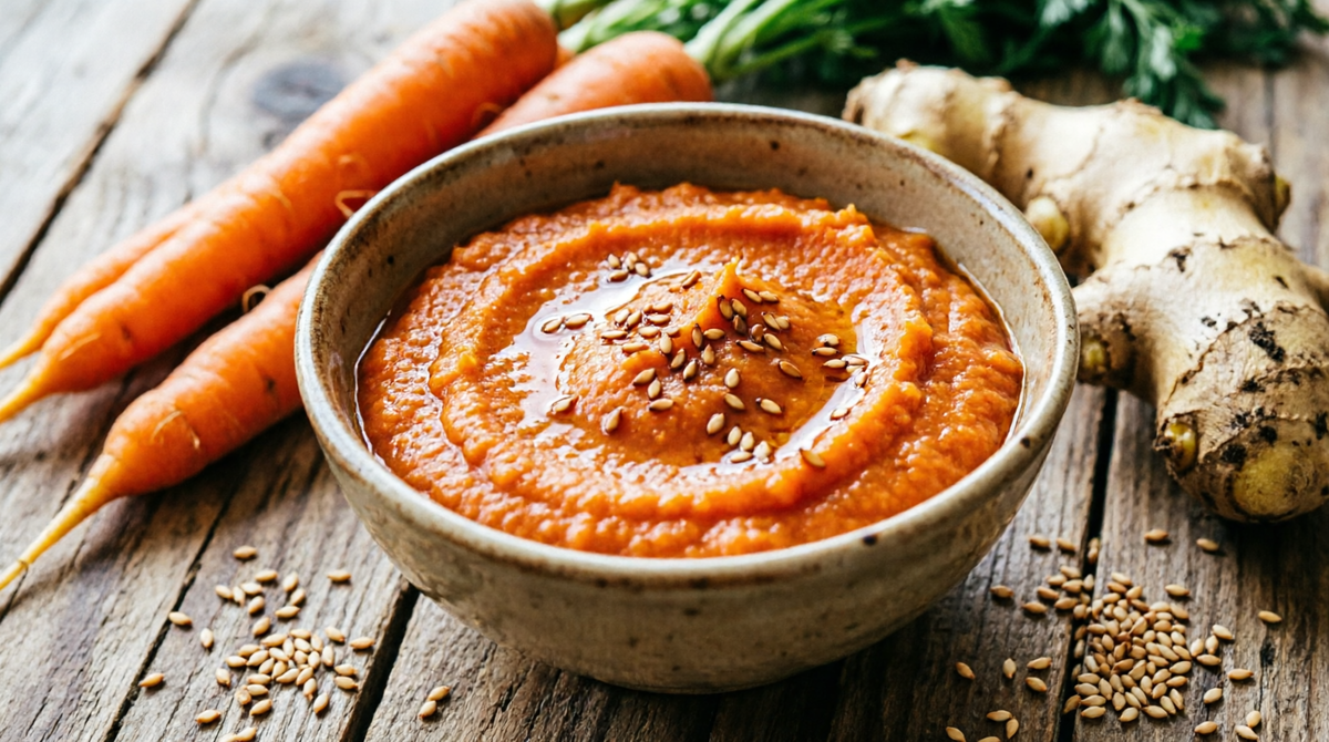 Паста из моркови и имбиря с кунжутом