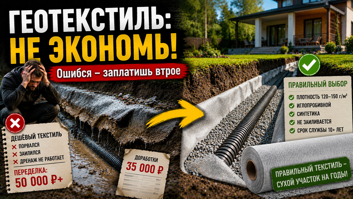 Геотекстиль для дренажа: где сэкономите, а где закопаете деньги