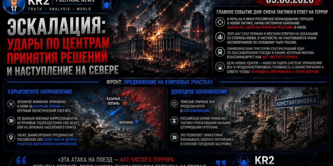 09.06.2026. — «Эскалация: удары по центрам принятия решений и наступление на севере»