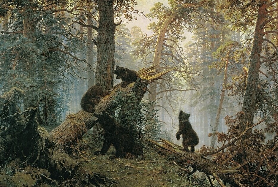 И. Шишкин, К. Савицкий. Утро в сосновом лесу, 1889 г. Государственная Третьяковская галерея. Иллюстрация: Wikimedia Commons / Общественное достояние.