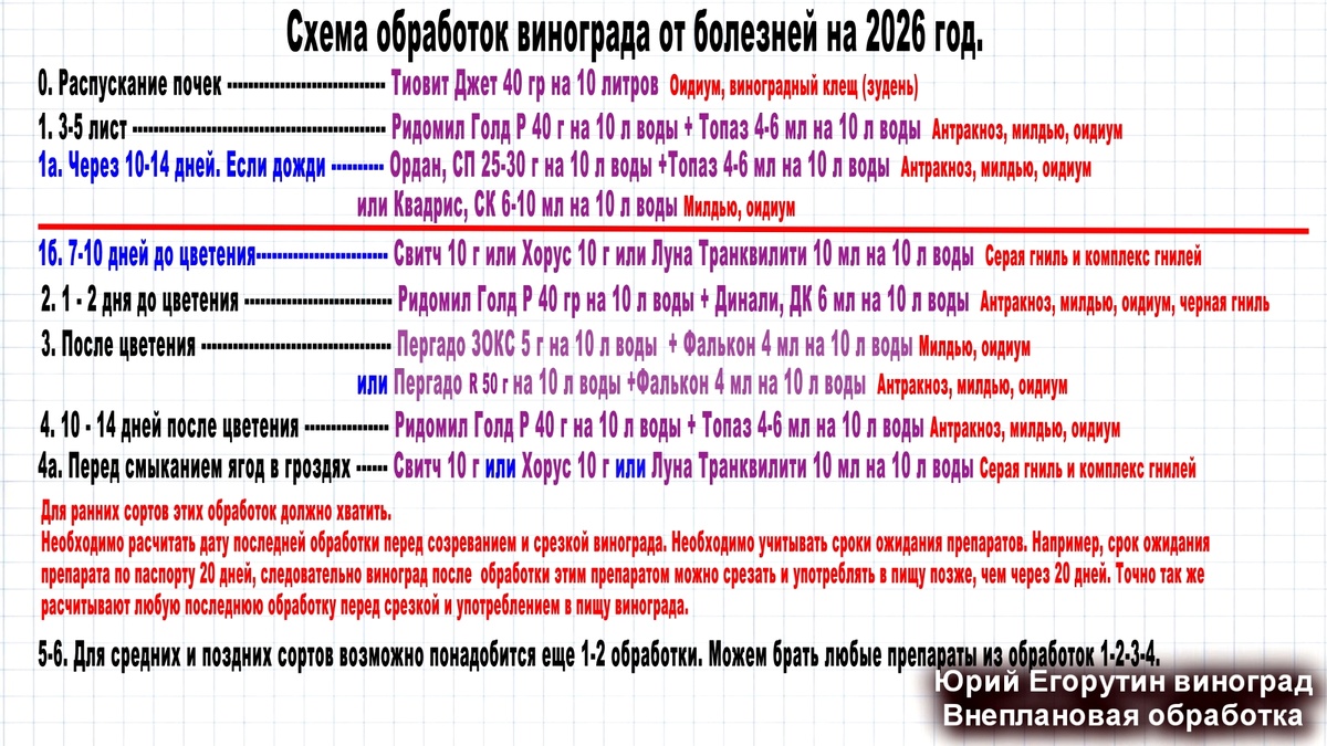 Схема обработок на сезон.