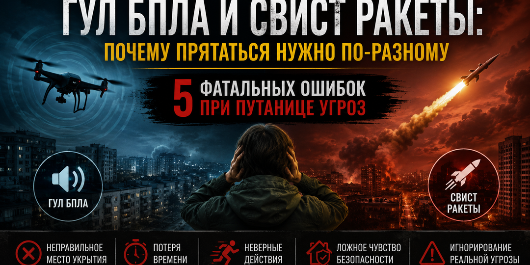 Гул БПЛА и свист ракеты: почему прятаться нужно по-разному. 5 фатальных ошибок при путанице угроз