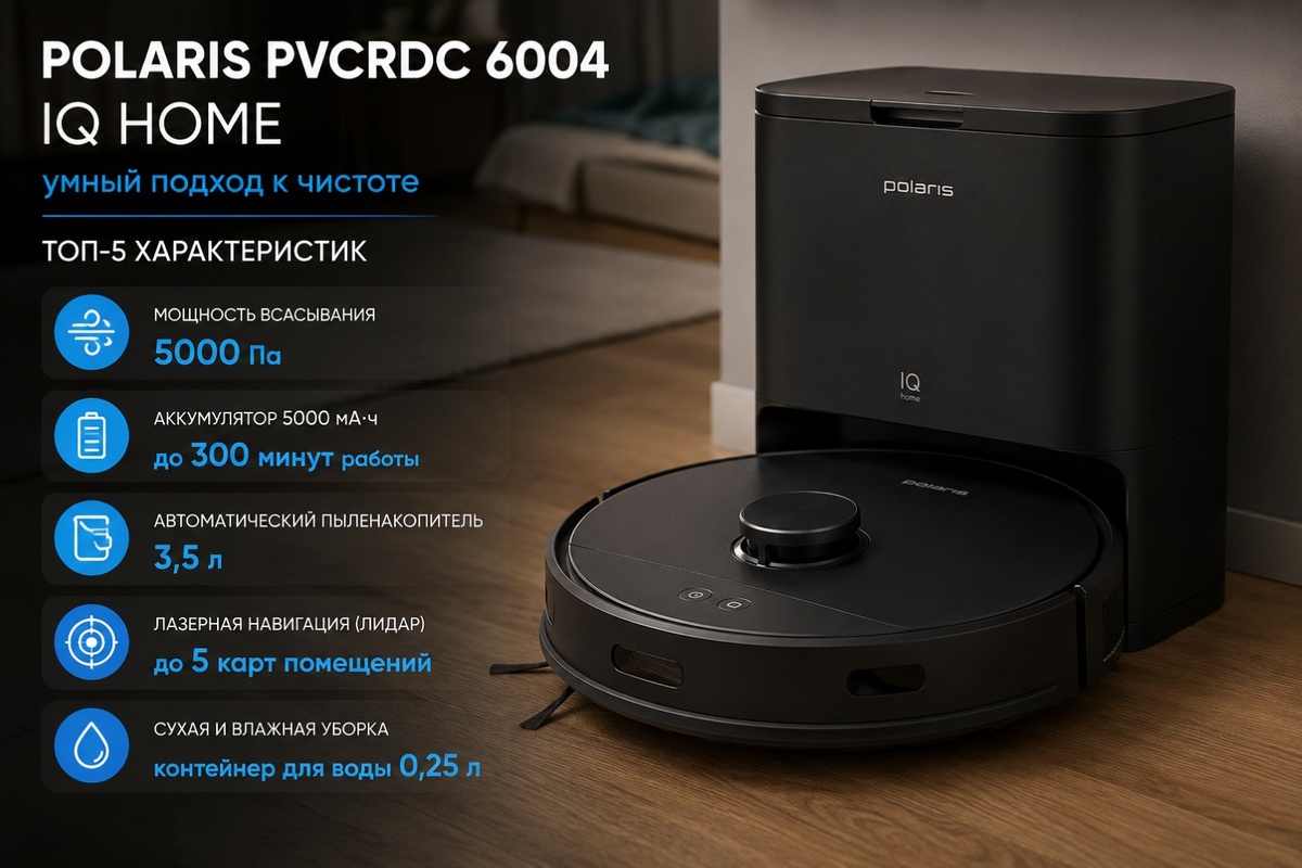 робот-пылесос Polaris PVCRDC 6004 IQ Home