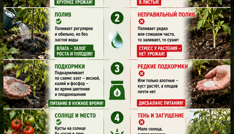 Почему у соседки томаты по ведру с куста, а у вас по пять штук?