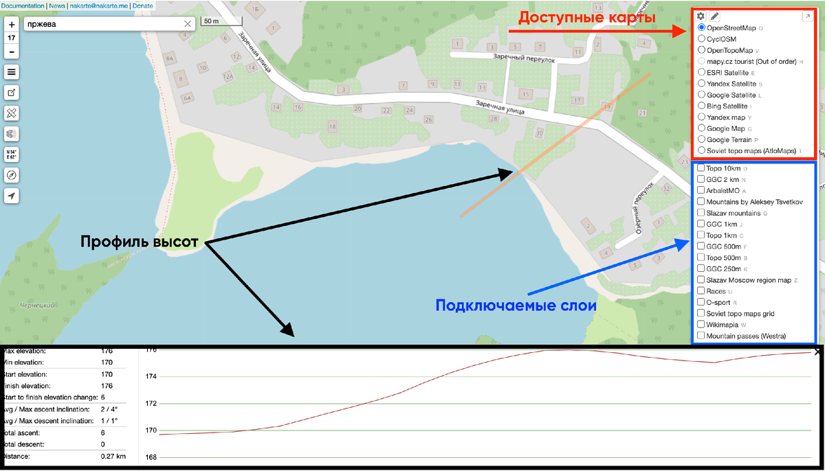 Анализ перпада высот на участке. Подключаемые карты и слои.