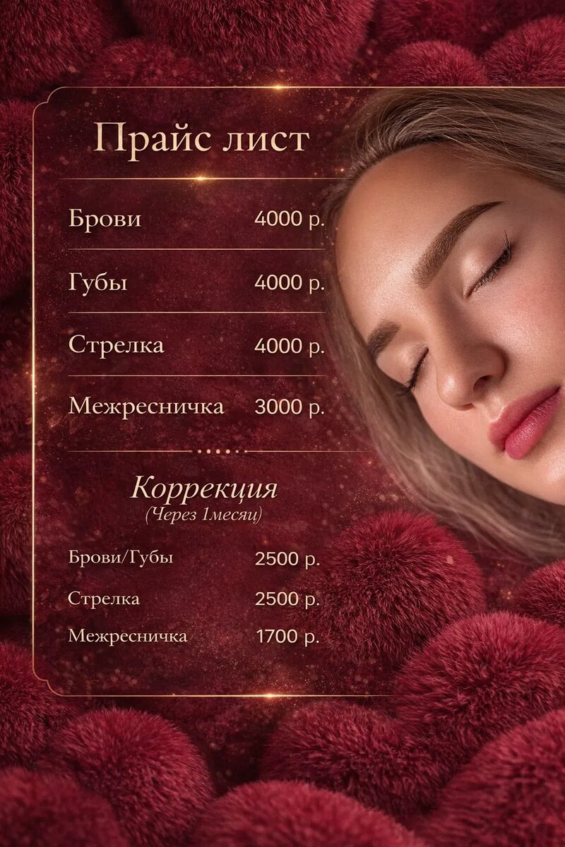 Прайслист для косметолога